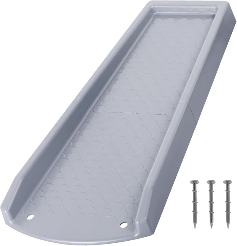 plusgutter Rain Gutter Downspout Splash Block, Gutter Downspout Extensions for Water Drainage, 24" Gutter Splash Guards Downspout Extender, Fixable Down spout Drain Trays with PE Nails(1 Pack, Gray) - Image 1